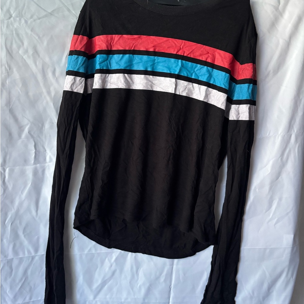 Black Long Sleeve Shirt with Stripes